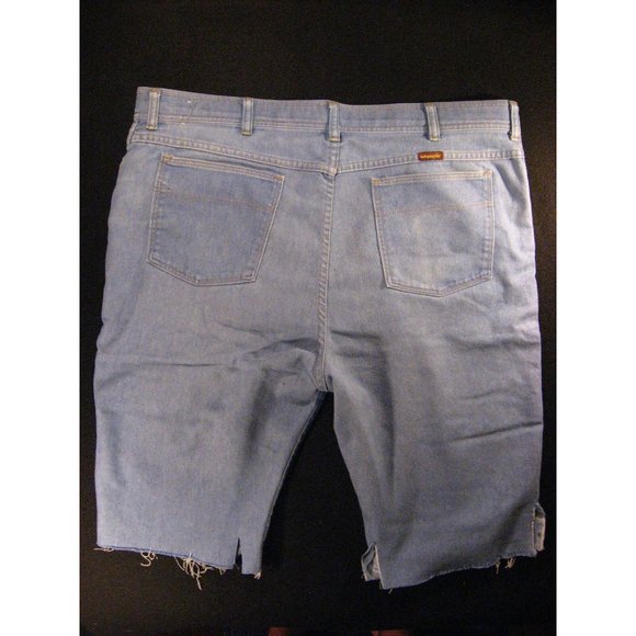 Wrangler Vintage CUTOFF JEAN SHORTS Cut Off W 40 MEASURED Blue Denim - Picture 2 of 8